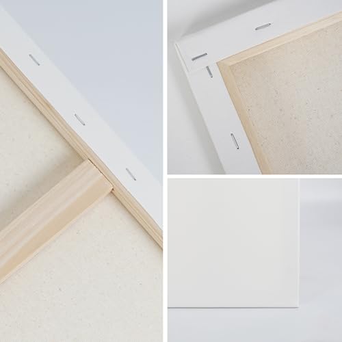 CONDA 18x24 inch Stretched Canvas for Painting, 5 Pack Large Canvas, 100% Cotton, 5/8 Inch Profile Big Stretched Canvas Value Bulk Pack for Acrylics, Oils Painting - size: 18x24 inch