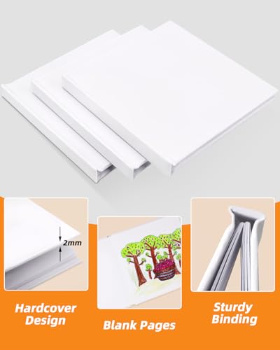 Dynta Blank Hardcover Book 5x5 Inch, 8 Pack Blank Books for Kids to Write Stories Christmas Gift Art Home White Hardcover Sketchbook Journal for Drawing Sketching, 36 Pages (18 Sheets) for Each book - size: 5"x5"(8 pack)