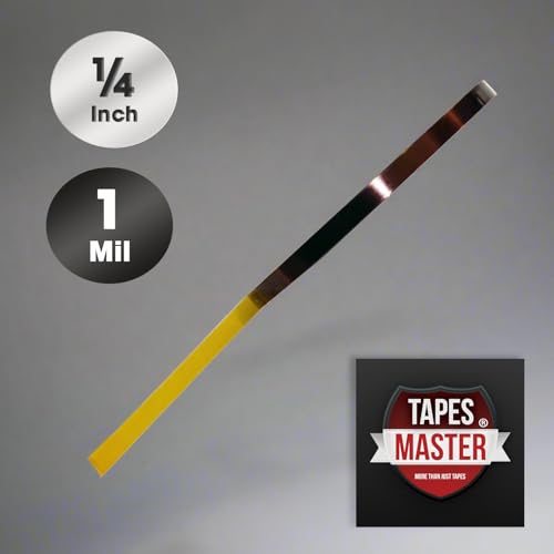 Tapes Master 1/4" x 36 Yds 1 Mil Kapton Tape - Polyimide High Temperature Heat Rresistant Tape with Silicone Adhesive - No Residue - color: 1/4" X 36 Ydse, size: 1 Mil