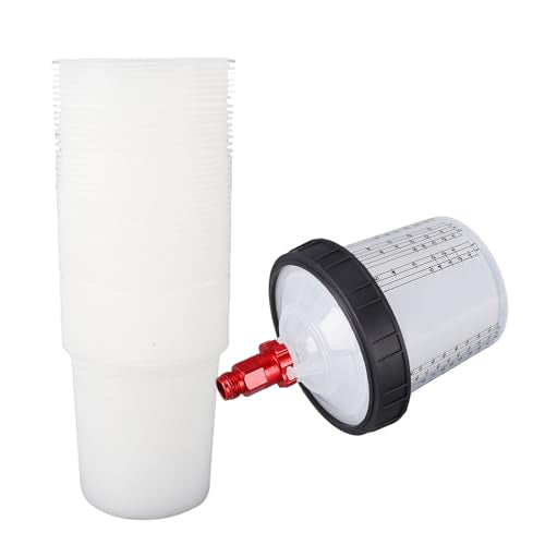 Dpofirs 50 Pack Disposable Spray Cup Liners Lids | 20.3oz Liner System Hard Cup Mixing Stick for HVLP LVLP Sprayers