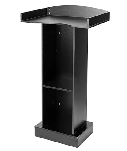 Black Podium Stand for Lectern, Presentation, Church, Classroom, Shelf Adjustable - color: Black