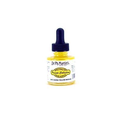 Dr. Ph. Martin's Spectralite Private Collection Liquid Acrylics (25PC) Arcylic Paint Bottle, 1.0 oz, Hansa Yellow Medium, 1 Bottle