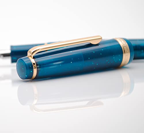 JINHAO 82 Fountain Pen with Gold Clip (F Nib 0.5mm, Transparent Fluorescent Dark Ocean Blue) - color: Transparent Fluorescent Dark Ocean Blue
