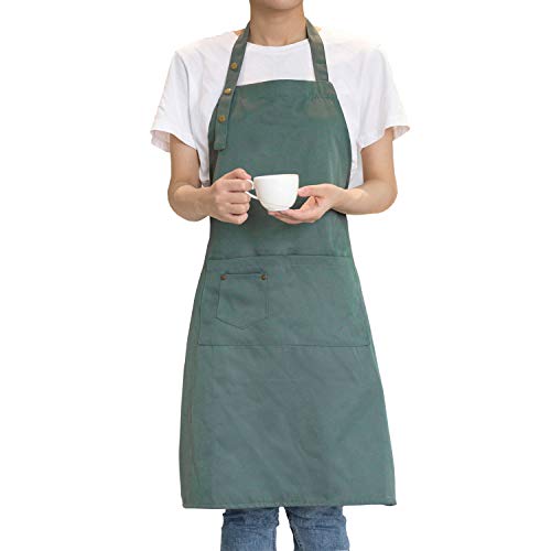 Art Aprons for Painting Pottery Ceramics, Mens Women Kitchen Cooking Aprons Waterproof Green - color: Green