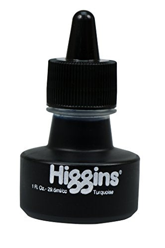 Higgins Dye-Based Drawing Ink, Turquoise, 1 Ounce Bottle (44109) - color: Turquoise