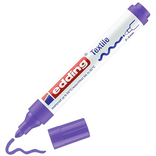 edding 4500 Textile Marker - neon Violet - 1 Pen - Round Nib 2-3 mm - Permanent Fabric Markers for Drawing on Textiles, wash-Resistant up to 60 °C - Marker pens for Fabric Lettering - color: Neon Violet, size: 1 Count (Pack of 1)