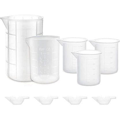 Gartful 9PCS Silicone Mixing Cups Set, Resin Casting Tool Kit, DIY Craft Set for Epoxy, 1pcs 700ml Oversize Measuring Cup, 1pcs 250ml Large and 3pcs 100ml Reusable Measurements Cups, 4pcs Mixing Cups - size: Large-700ml*1+250ml*1+100ml*3+mini size*4