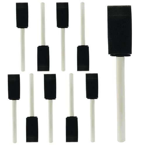10 Pcs 1Inch Foam Paint Brushes, Sponge Paint Brush with Wooden Handle, Foam Brushes for Painting(Black)