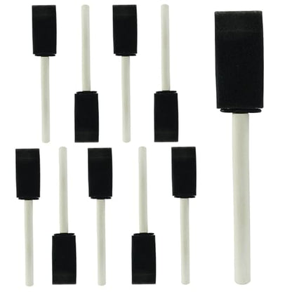 10 Pcs 1Inch Foam Paint Brushes, Sponge Paint Brush with Wooden Handle, Foam Brushes for Painting(Black)