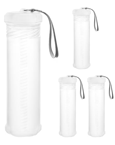 QWORK Extendable Artist Storage Tube - Durable Plastic, 4 Pack Adjustable Length 8.5" to 15", 2.4" Width, Translucent with Carrying Lanyard for Brushes, Pens & Watercolor Supplies - size: 4 Pack