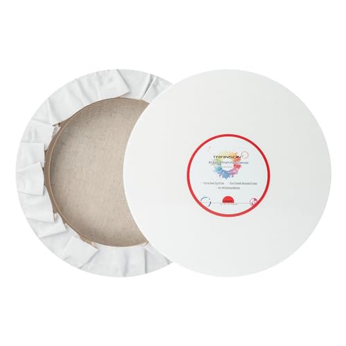 TRANSON 4 Sizes Round Shaped Stretched Canvas Primed Ready for Painting - size: Round 4PCS