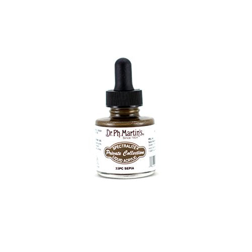Dr. Ph. Martin's Spectralite Private Collection Liquid Acrylics (33PC) Arcylic Paint Bottle, 1.0 oz, Sepia, 1 Bottle
