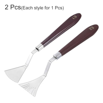 HARFINGTON 2pcs E1 E2 Painting Palette Knife Set Stainless Steel Art Spatula Painting Pallet Knives Scrapers Tools with Plastic Handle for Acrylic Oil Canvas Mixing Spreading