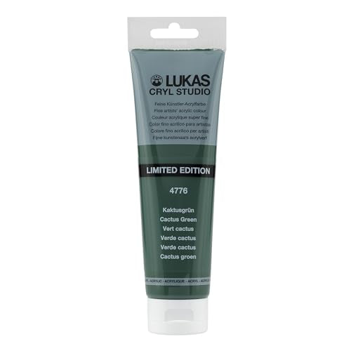 Lukas CRYL Studio Artist Acrylic Paint, Cactus Green, 125 ml Tube - High Pigment Acrylic Paints for Canvas Painting, Large Scale Works - Medium-Viscosity, Water-Mixable, Fast Drying - color: Cactus Green, size: 4.23 Fl Oz (Pack of 1)