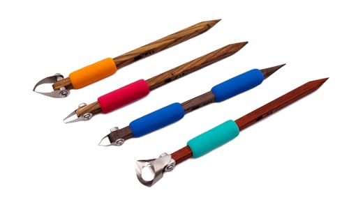 The Original DiamondCore Tools: 4-Pack Pottery Carving Tool Set ‚ P11, P19, FP1, X2, Clay Carving, Ceramic Sculpting, Sgraffito, Relief Fluting (Set 2) - color: Set 2