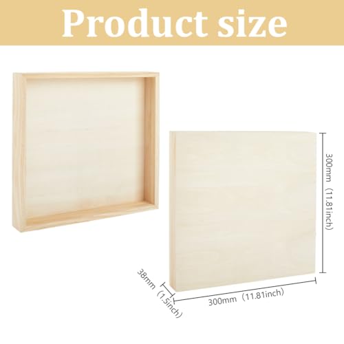 3PCS Unfinished Birch Wood Canvas Panels 12"x12", 1.5" Deep, Wooden Canvas Panel Boards for Acrylic Pouring Oil Painting DIY Crafts Art Projects Home Decor Studio Class - size: 12x12 Inch