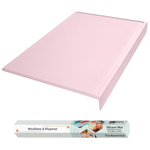 Silicone Placemats for Toddlers & Kids with Angle-Protective Safety Edge – Baby Placemats for Restaurants & Dining Table – Non-Slip & BPA-Free Food Mat – 1.5mm Thick, 18"x12", Marshmallow Pink - color: Marshmallow Pink, size: 18"L x 12"W