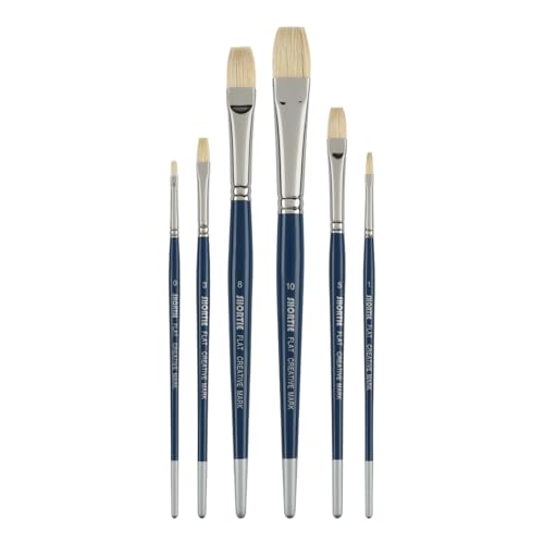 Creative Mark 6 Piece Flat Short Handle Paintbrush Set, Perfect for Oil and Alkyd Painting, Traveling & Workshops - size: Flat