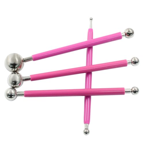 4Pcs Metal ball Fondant Tool Stainless Steel Modelling Ball Tools Set DIY Cake Decorating Tool for Sculpting and Shaping (Red) - color: Red