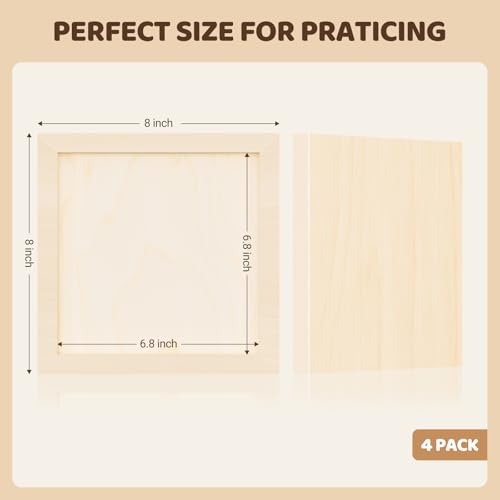 HANSILK 8x8 Inch Wood Canvas Panels 4 Pack – Unfinished Wooden Art Boards for Acrylic, Oil & Mixed Media Painting, DIY Craft Projects for Artists, Beginners & Students - size: 8*8-4