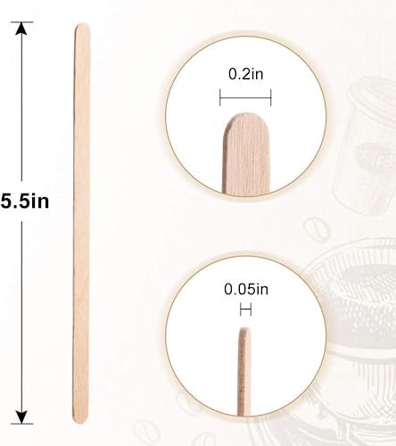 Wooden Coffee Stirrers Individually Wrapped 5.5" Coffee Stir Sticks 500 Pcs, Natural Birch Round End Thick Birch Wood Eco-Friendly Suitable for Coffee, Cocktail and Hot Drinks - color: Individually Wrapped, size: 500 Pack