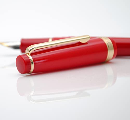 JINHAO 82 Fountain Pen with Gold Clip (F Nib 0.5mm, Red) - color: Red