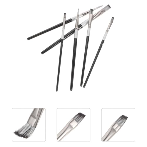 6pcs Nylon Oil and Watercolor Paintbrush Set with Wooden Handles for Students and Artists, Fan and Angled Brushes for Acrylic, Pigment Mixing, and Professional Painting Supplies