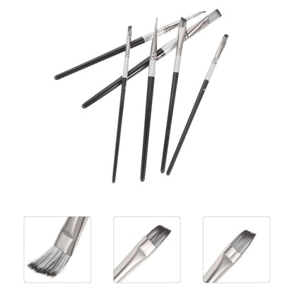 6pcs Watercolor and Oil Painting Brush Set with Nylon Bristles, Wooden Handles, Fan and Angled Brushes for Art Students and Acrylic Painting Supplies