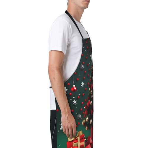 Cartoon heart sun Heavy Duty Waterproof Apron with Pockets for AdultsResistant Grilling, Gardening, Painting - color: Round Ball Christmas Tree