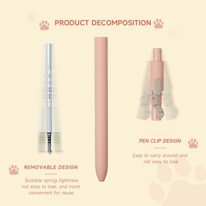 UIXJODO Cat Pens, 4 Pcs 0.5mm Cute Kawaii Black Ink Pens Fine Point Smooth Writing Pen, High-End Series Cat's Tail Retractable Pen for Journaling Note Taking (4 Pcs Cat) - color: 4 Pcs Cat