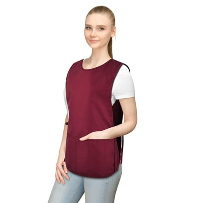 TFTAFAN Cobbler Apron Unisex Waterproof Apron with 2 Deep Pockets Art Smock for Painting Cleaning Artiest Apron work kitchen - color: Maroon