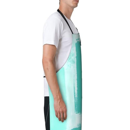 KKdskkds Tribal Boho Geometric Multi-Purpose Adjustable Waterproof Apron With Pocket For Men Women - color: Teal Grey Painting