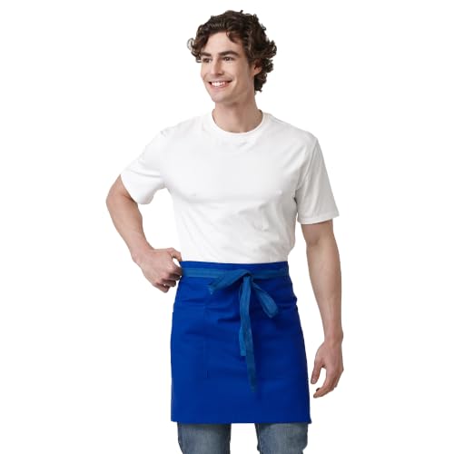 Unisex Waist Apron with Pockets Waiter Bar Half Bistro Apron 4251BY - color: Royal, size: 1 Pack