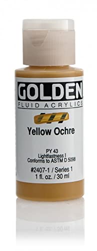 Golden Fluid Acrylic Paint 1 Ounce-Yellow Ochre