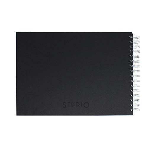 Artway 2302278 Studio - Spiral Bound A4 Sketch Book - Landscape - 96 Pages (48 Leaves) of 170gsm Cartridge Paper - Hardback Sketchbook, Black - size: A4 Landscape
