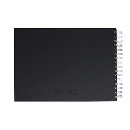 Artway 2302278 Studio - Spiral Bound A4 Sketch Book - Landscape - 96 Pages (48 Leaves) of 170gsm Cartridge Paper - Hardback Sketchbook, Black - size: A4 Landscape