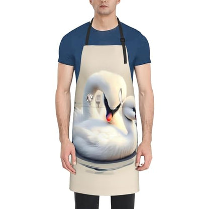 Cartoon heart sun Heavy Duty Waterproof Apron with Pockets for AdultsResistant Grilling, Gardening, Painting - color: Cute Little Swan