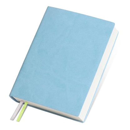 Thick Blank Journal Notebook 400Pages Sketch Book Blank Journal Unlined No Lines Soft Leather Cover A6 (3.9 × 5.5) Journal Leather Notepad Drawing Book Memo Writing Sketch Pad Diary Notebook - color: Sky Blue-400 Page