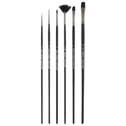 Black Swan Synthetic Red Sable Paint Brushes Try Me Set of 6 - Professional Quality Long Handle Paint Brushes in Assorted Shapes and Sizes for Oil, Heavy Body Media and Acrylic - Artists of All Levels