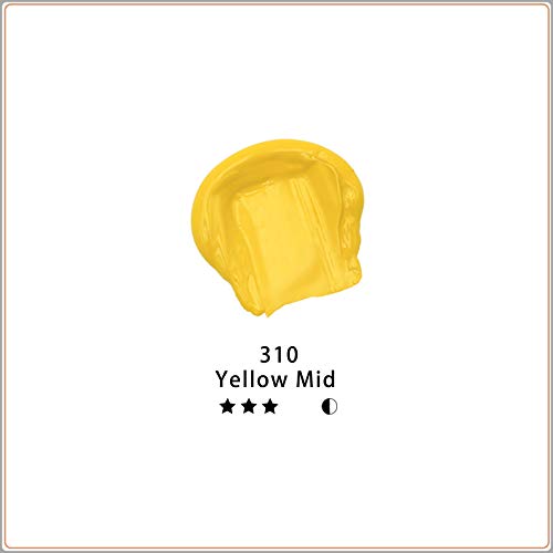 Artecho Yellow Acrylic Paint, Yellow Mid Paint (120ml / 4.05oz) Tubes, Art Craft Paints for Canvas, Rock, Stone, Wood, Fabric, Art Supplies - color: Yellow Mid, style: Regular