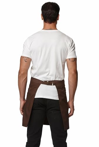 Unisex Waist Apron with Pockets Waiter Bar Half Bistro Apron 4251BY - color: Coffee, size: 5 Pack