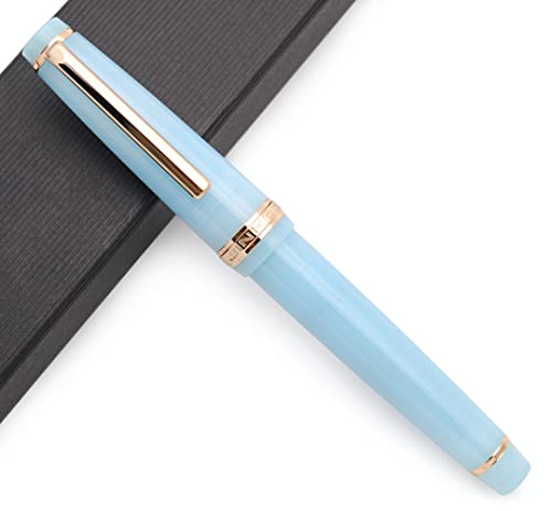 JINHAO 82 Fountain Pen with Gold Clip (F Nib 0.5mm, Transparent Sky Blue) - color: Transparent Sky Blue