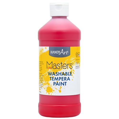Handy Art Little Masters Washable Tempera Paint, Red, 16 oz Bottle | Bright & Mixable, High Opacity, Washable Colors for Classroom, Students, Kids, Young Artists, Safe & Non-Toxic, Made in USA - color: Red, size: 16 Fl Oz (Pack of 1)