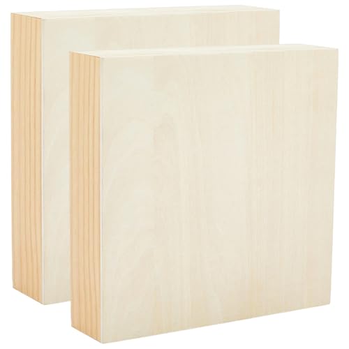 3Pcs Unfinished Wooden Canvas Panels 6x6 Inch Wood Canvas Board Craft Wood Panel Boards for Painting Arts Pouring Use with Oils Acrylic DIY Art Crafts Projects Home Decor - size: 6x6 Inch
