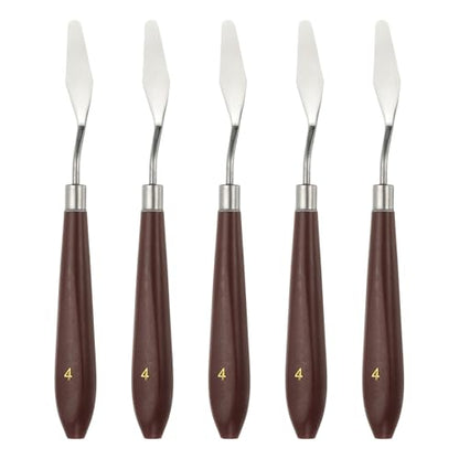 HARFINGTON 5pcs Palette Knife Painting Tool 1.77" x 0.55" Stainless Steel Art Spatula Pallet Knives Scrapers Tools with Plastic Handle for Acrylic Oil Canvas Mixing Spreading, Red/Silver - size: 1.77" x 0.55"
