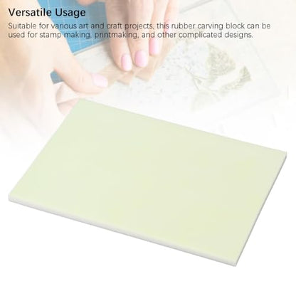 Anu Limen Rubber Carving Block for Stamp Making Printmaking Intricate Designs 20 X 15 X 0.5CM Rose White(Green) - color: Green