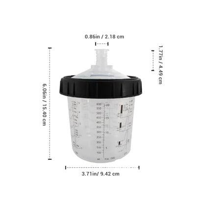 CHICIRIS Disposable Paint Cup Kit 600ml 20 Ounce, with 50 Inner Cups 50 Lid Covers 2 Outer Cups Seal Ring 20 Sealing Plugs 2 Spray Gun Adapters PTFE Tape Mixing Stick, for Automotive