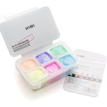 HIMI Glow in The Dark Jelly Gouache Paint Set, 6 Colors 23ml, Jelly Cup Design, Travel carry, Non Toxic Paint for Canvas and Paper, Art Supplies for Professionals - color: Glow in the dark