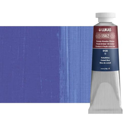 Lukas 1862 Professional German Oil Paint, Colbalt Blue 37 mL - w/Beeswax & Non-Yellowing Sunflower Oil, Short Drying Time, Smooth, Outstanding Lightfastness - color: Colbalt Blue, size: 1.25 Fl Oz (Pack of 1)
