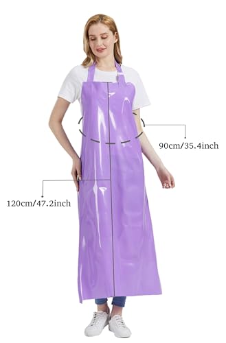 Nanxson TPU Waterproof Apron Lightweight Work Apron with Adjustable Buckle | Liquid Resistant,Neck buckle design,Easy to clean,Unisex,Butcher Apron for Dishwashing Grooming,Halloween - color: Purple